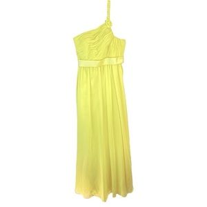 Allure Bridesmaid Ruched One Shoulder Maxi Dress Chiffon Citron Yellow Lemon 6